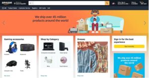 Marketplaces: Amazon homepage